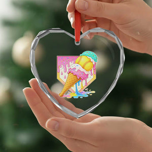 Softball Drip Heart Crystal Glass Ornament Cute Softball Girls Ice Cream Drip Game Day TS10 Print Your Wear