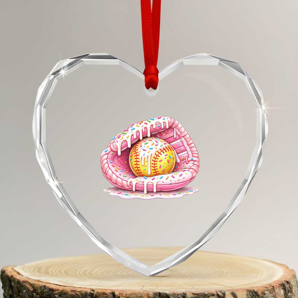 Softball Drip Heart Crystal Glass Ornament Ice Cream Sprinkles Softball Glove Girls Kid TS10 Transparent Glass 3'' Heart Print Your Wear