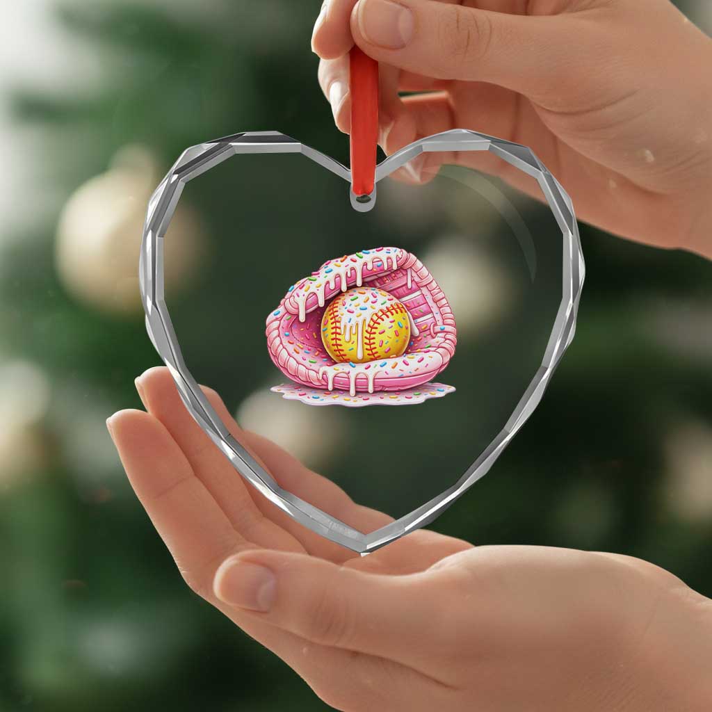 Softball Drip Heart Crystal Glass Ornament Ice Cream Sprinkles Softball Glove Girls Kid TS10 Print Your Wear