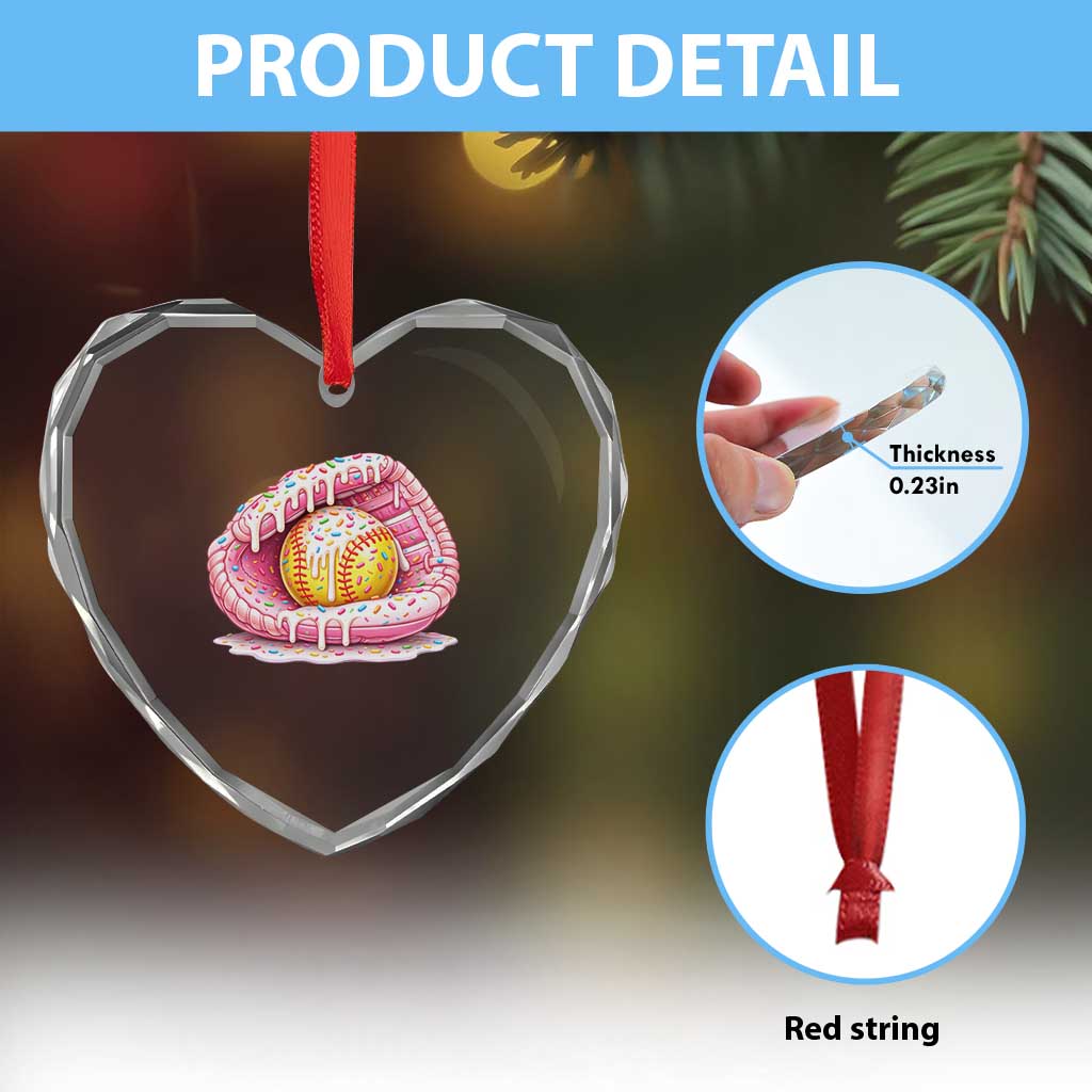 Softball Drip Heart Crystal Glass Ornament Ice Cream Sprinkles Softball Glove Girls Kid TS10 Print Your Wear