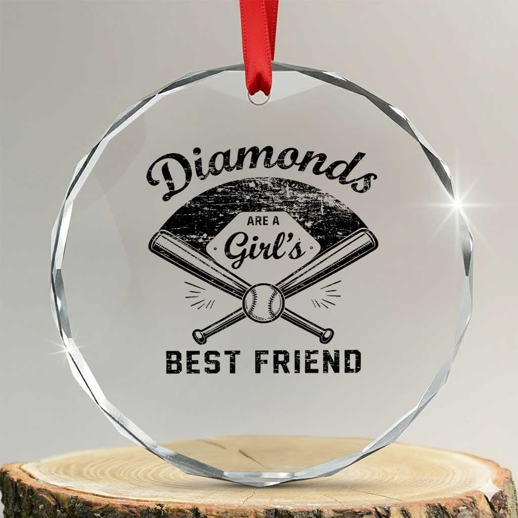 Softball Mom Gift Crystal Glass Ornament Diamonds Are A Girls Best Friend TS10 Transparent Glass 3'' Circle Print Your Wear