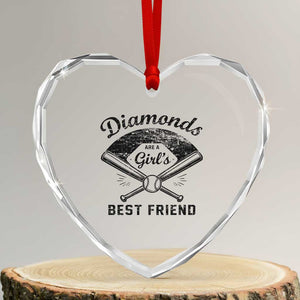 Softball Mom Gift Heart Crystal Glass Ornament Diamonds Are A Girls Best Friend TS10 Transparent Glass 3'' Heart Print Your Wear
