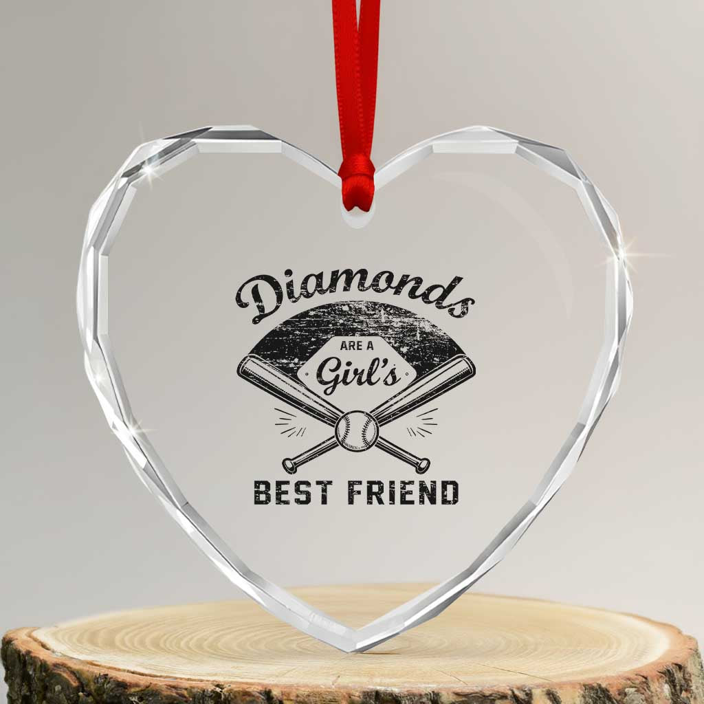 Softball Mom Gift Heart Crystal Glass Ornament Diamonds Are A Girls Best Friend TS10 Transparent Glass 3'' Heart Print Your Wear