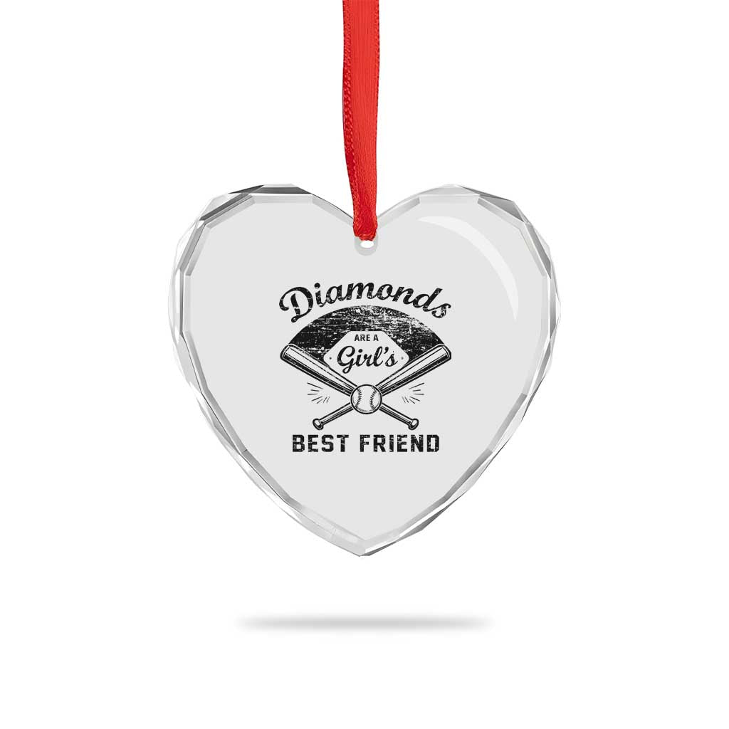 Softball Mom Gift Heart Crystal Glass Ornament Diamonds Are A Girls Best Friend TS10 Print Your Wear