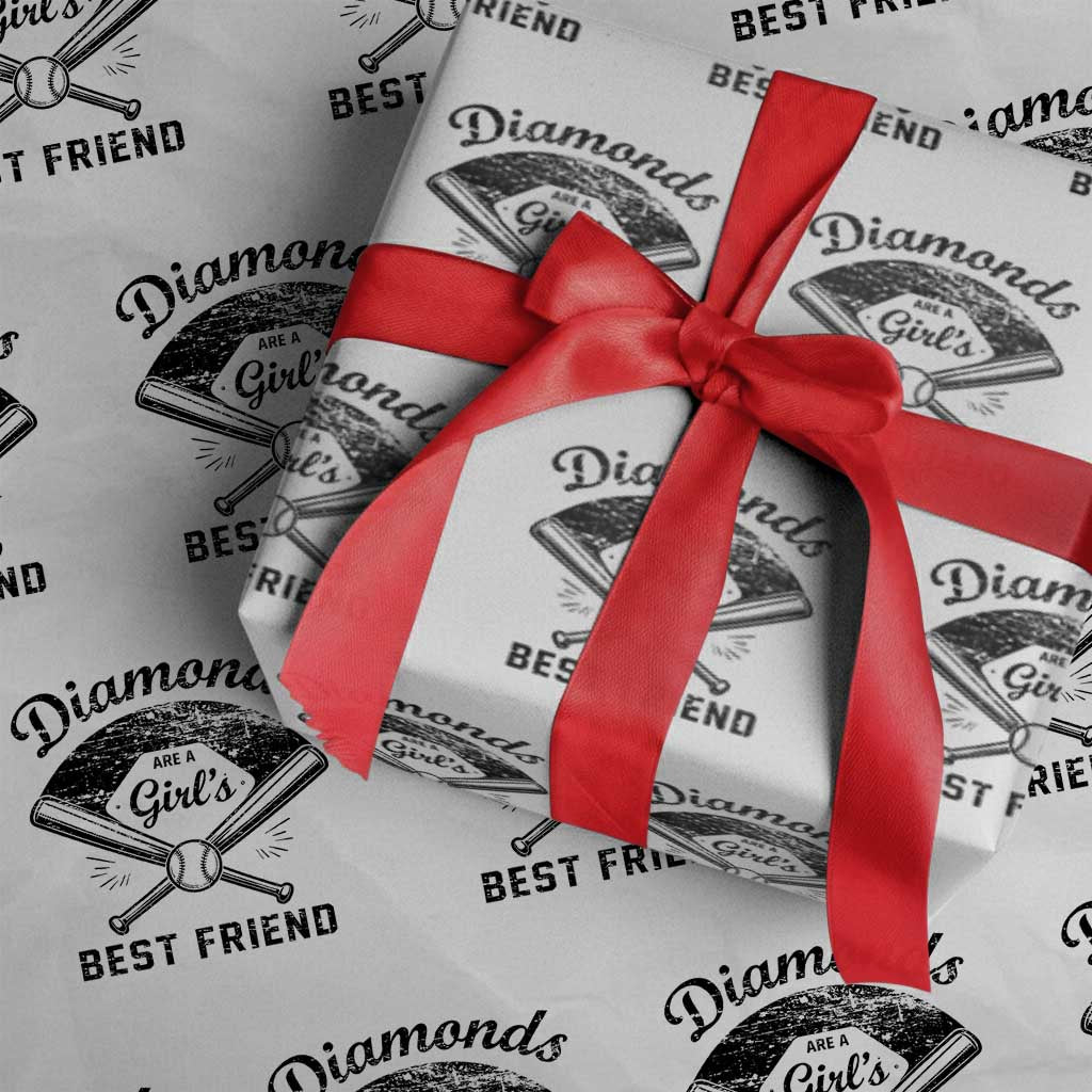 Softball Mom Gift Wrapping Paper Roll Diamonds Are A Girls Best Friend TS10 White Print Your Wear