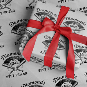 Softball Mom Gift Wrapping Paper Roll Diamonds Are A Girls Best Friend TS10 White Print Your Wear