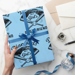 Softball Mom Gift Wrapping Paper Roll Diamonds Are A Girls Best Friend TS10 Light Blue Print Your Wear