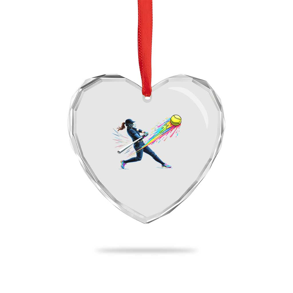 Softball Player Drip Heart Crystal Glass Ornament TS10 Print Your Wear