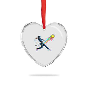 Softball Player Drip Heart Crystal Glass Ornament TS10 Print Your Wear
