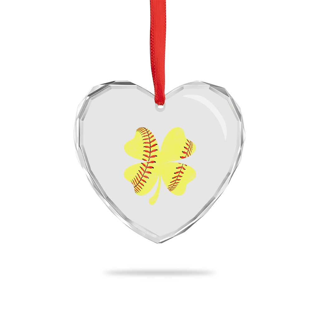 Softball St Patricks Day Irish Clover Sport Heart Crystal Glass Ornament TS11 Print Your Wear