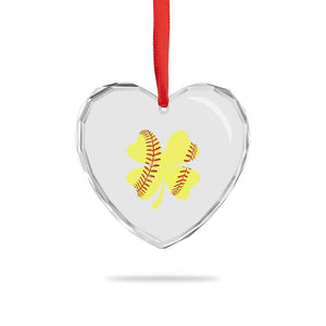 Softball St Patricks Day Irish Clover Sport Heart Crystal Glass Ornament TS11 Print Your Wear