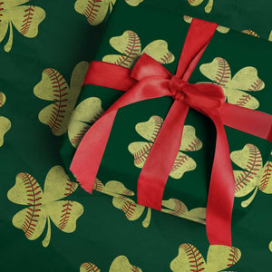 Softball St Patricks Day Irish Clover Sport Wrapping Paper Roll TS11 Green Print Your Wear