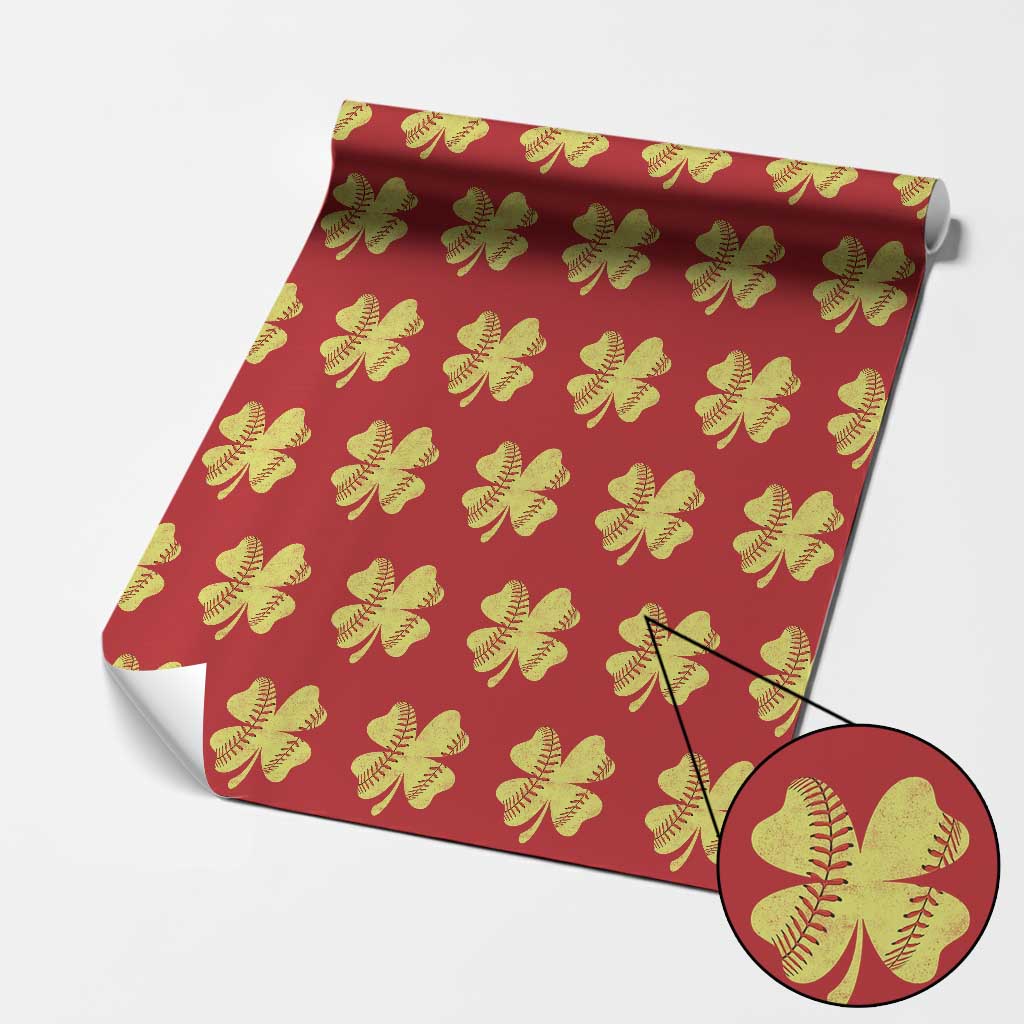 Softball St Patricks Day Irish Clover Sport Wrapping Paper Roll TS11 Red Print Your Wear