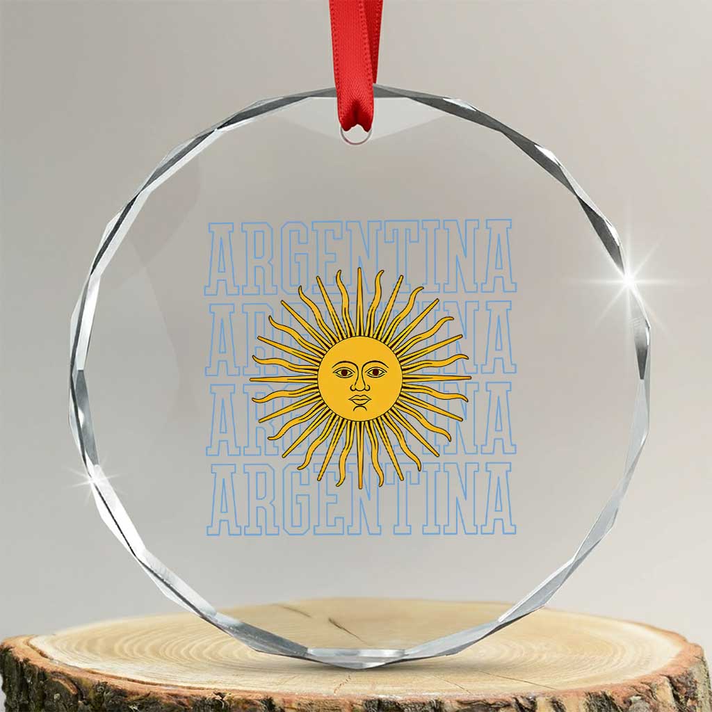 Sol de Mayo Argentina Flag Argentinian Sun Crystal Glass Ornament TS14 Transparent Glass 3'' Circle Print Your Wear