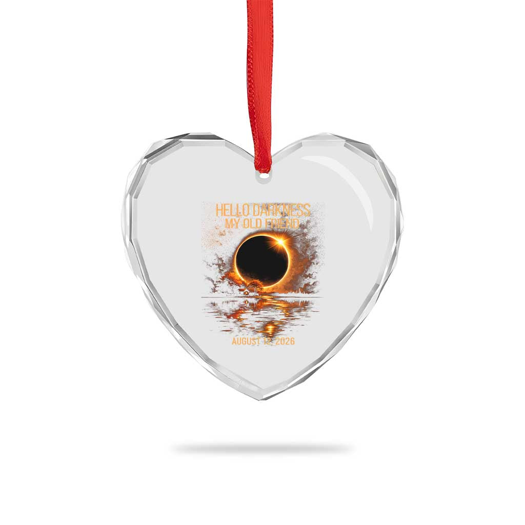 Solar Eclipse 2026 Heart Crystal Glass Ornament Hello Darkness 12 August 2026 Totality Gift TS10 Print Your Wear