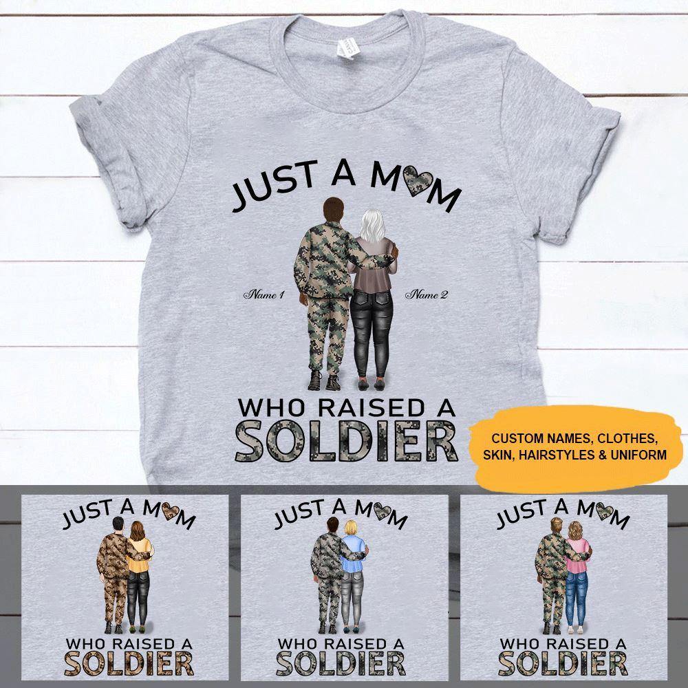 Personalized T Shirt Just A Mom Who Raised A Soldier CTM Youth Custom - Printyourwear