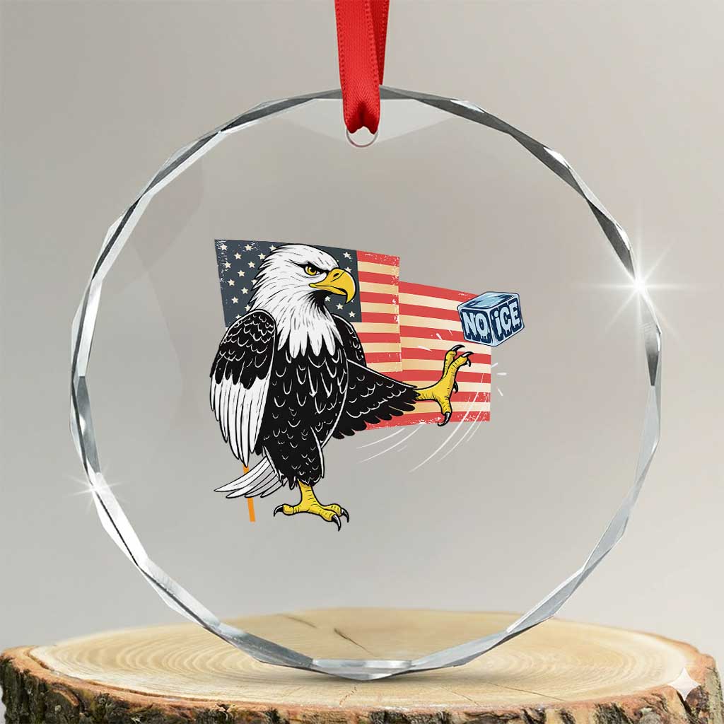 Solidarity With Minneapolis Crystal Glass Ornament American Eagle No Ice Please Support TS12 Transparent Glass 3'' Circle Print Your Wear