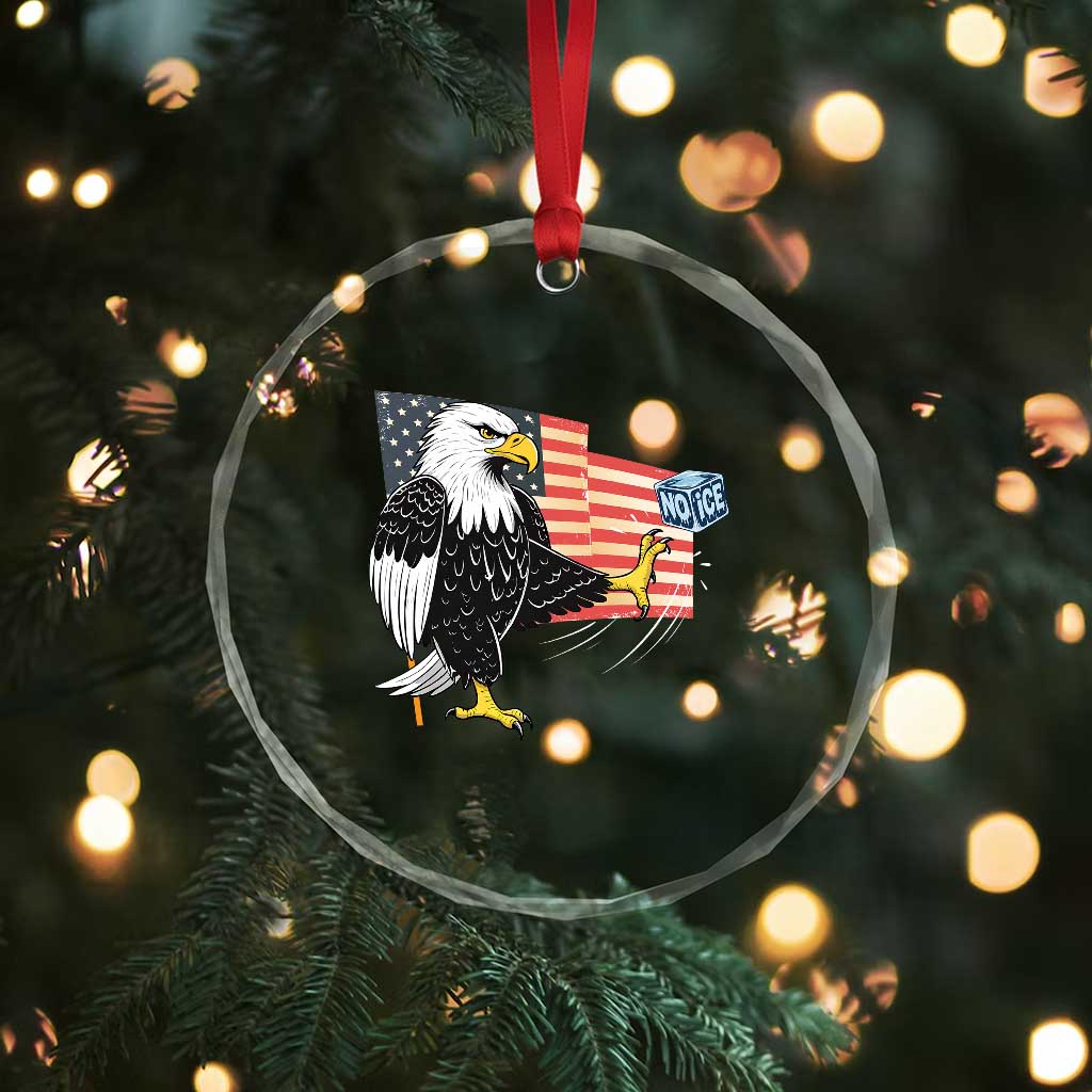 Solidarity With Minneapolis Crystal Glass Ornament American Eagle No Ice Please Support TS12 Print Your Wear