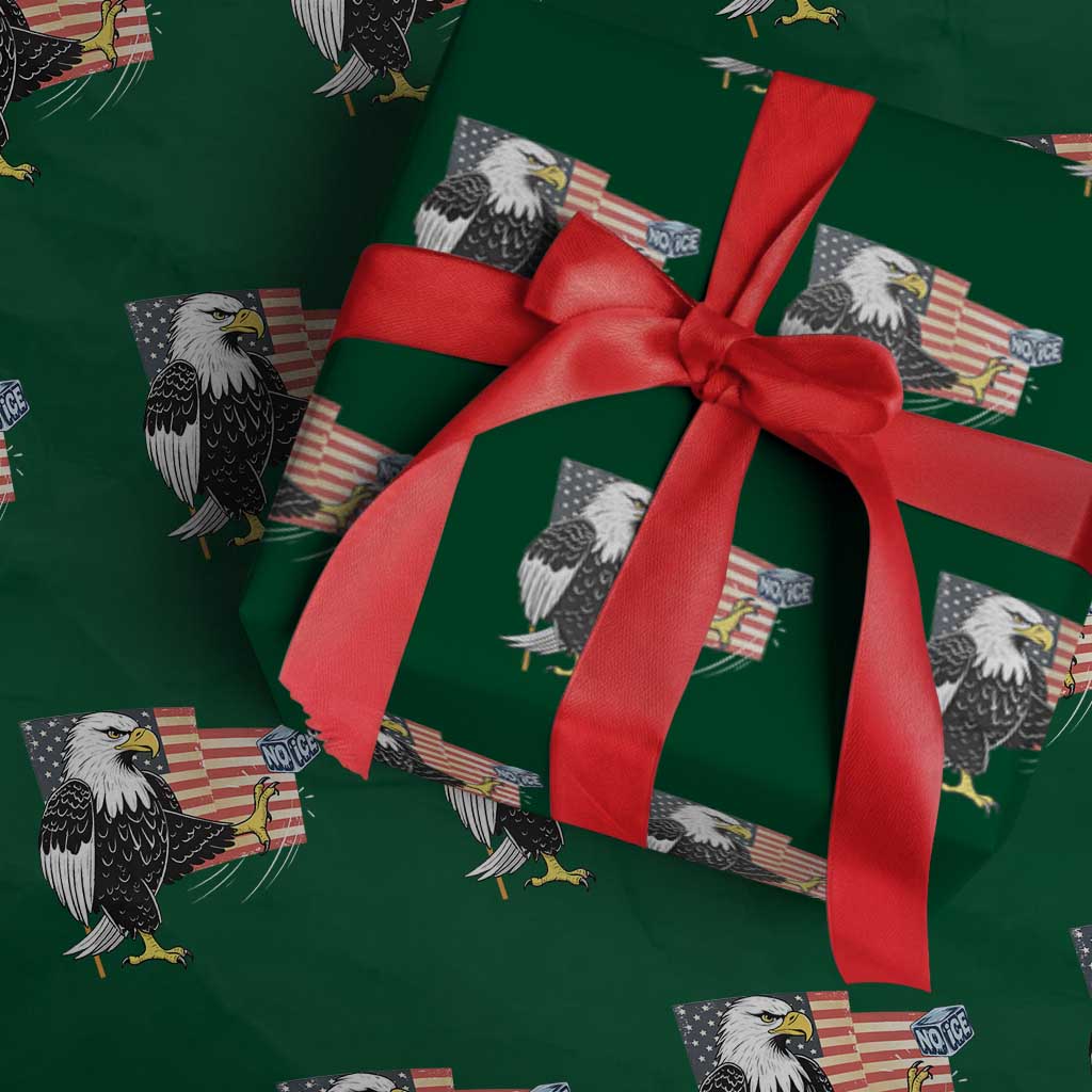 Solidarity With Minneapolis Wrapping Paper Roll American Eagle No Ice Please Support TS12 Green Print Your Wear