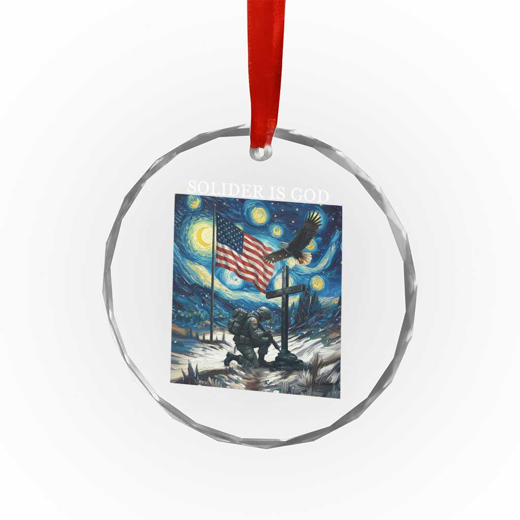 Solider Army Christian Crystal Glass Ornament Cross Starry Night Faith Patriotic Jesus TS14 Print Your Wear