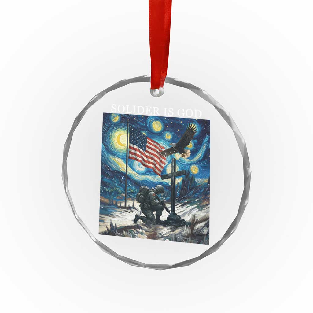 Solider Army Christian Crystal Glass Ornament Cross Starry Night Faith Patriotic Jesus TS14 Print Your Wear