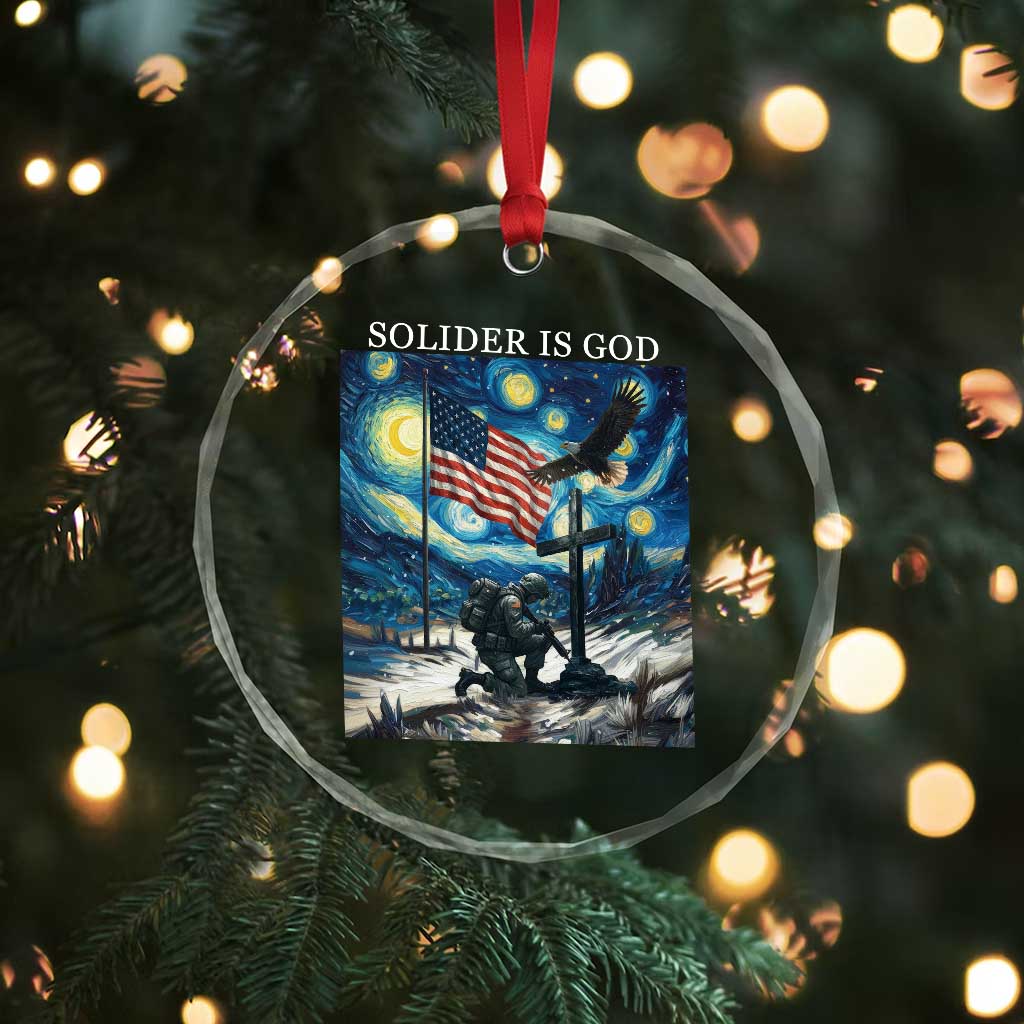 Solider Army Christian Crystal Glass Ornament Cross Starry Night Faith Patriotic Jesus TS14 Print Your Wear