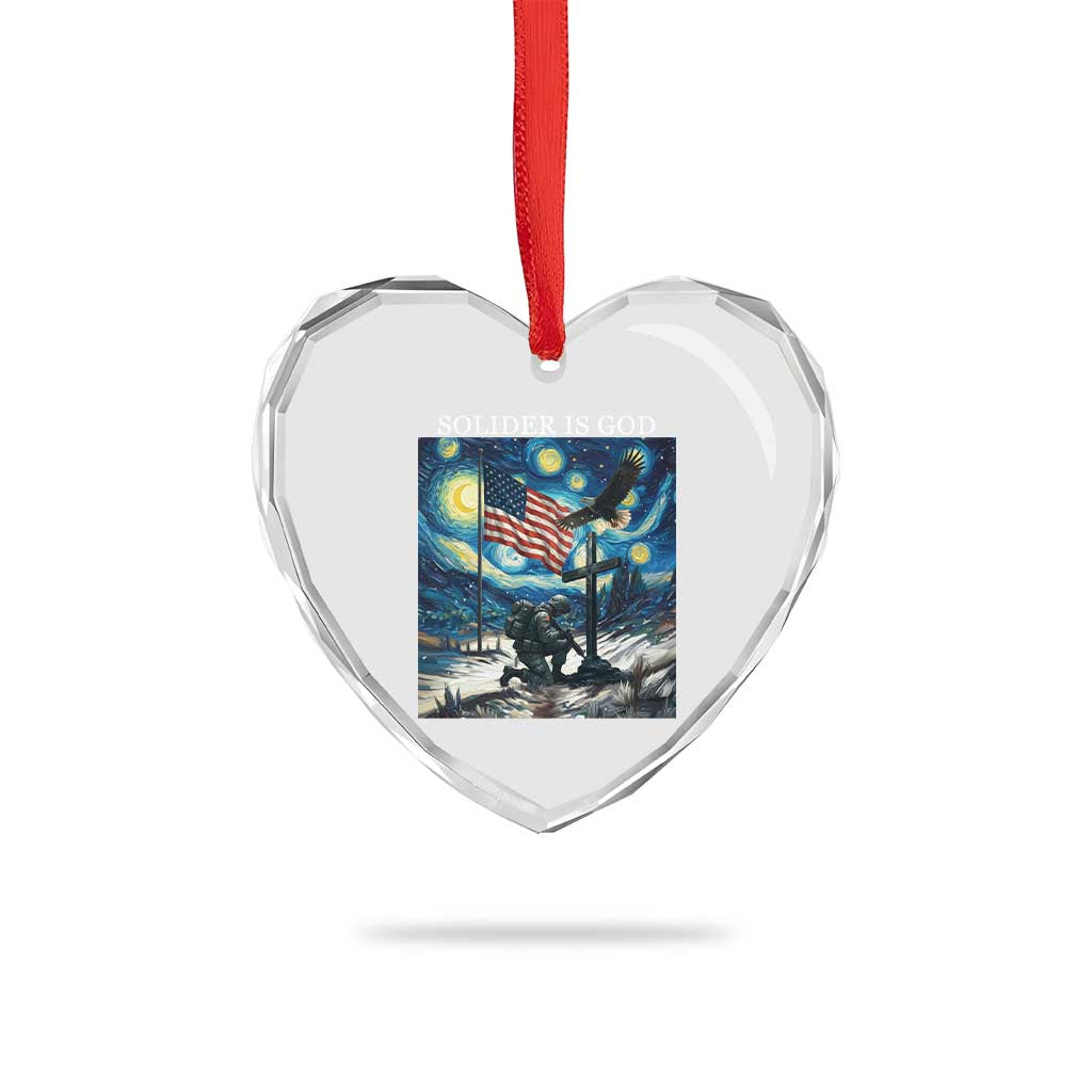 Solider Army Christian Heart Crystal Glass Ornament Cross Starry Night Faith Patriotic Jesus TS14 Print Your Wear
