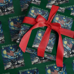 Solider Army Christian Wrapping Paper Roll Cross Starry Night Faith Patriotic Jesus TS14 Green Print Your Wear