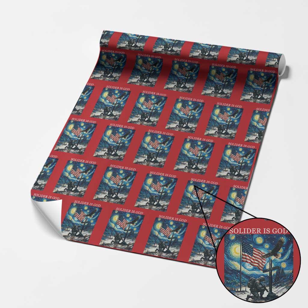 Solider Army Christian Wrapping Paper Roll Cross Starry Night Faith Patriotic Jesus TS14 Red Print Your Wear