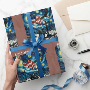 Solider Army Christian Wrapping Paper Roll Cross Starry Night Faith Patriotic Jesus TS14 Mocha Print Your Wear