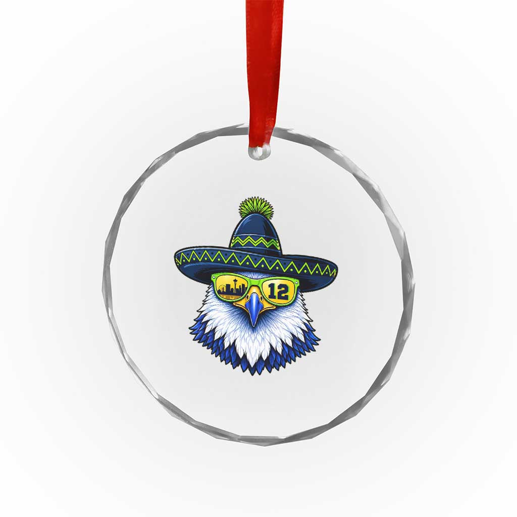 Sombrero Eagle With Neon Skyline Sunglasses Crystal Glass Ornament Emerald City Pride