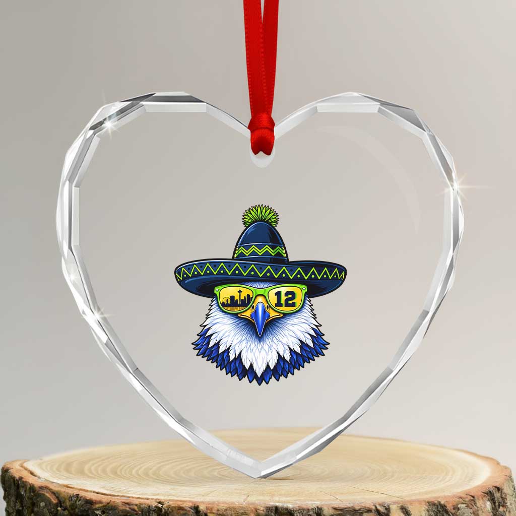 Sombrero Eagle With Neon Skyline Sunglasses Heart Crystal Glass Ornament Emerald City Pride TS12 Transparent Glass 3'' Heart Print Your Wear