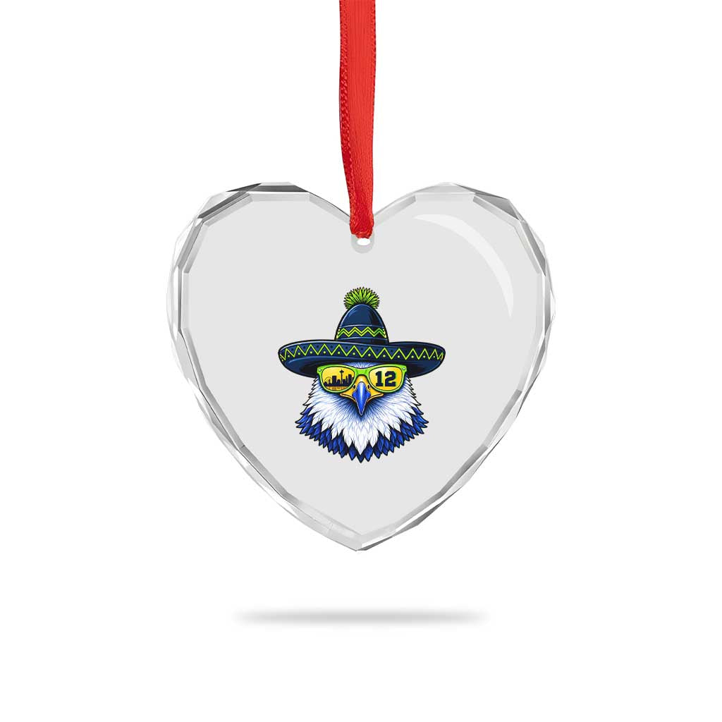 Sombrero Eagle With Neon Skyline Sunglasses Heart Crystal Glass Ornament Emerald City Pride