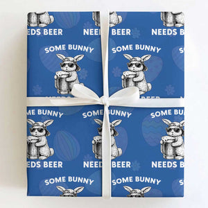 Some Bunny Needs Beer Funny Easter Drinking Humor Wrapping Paper Roll Cool Rabbit with Sunglasses Graphic Gift TS02 Royal Blue Print Your Wear