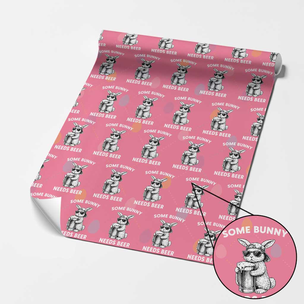 Some Bunny Needs Beer Funny Easter Drinking Humor Wrapping Paper Roll Cool Rabbit with Sunglasses Graphic Gift TS02 Pink Print Your Wear
