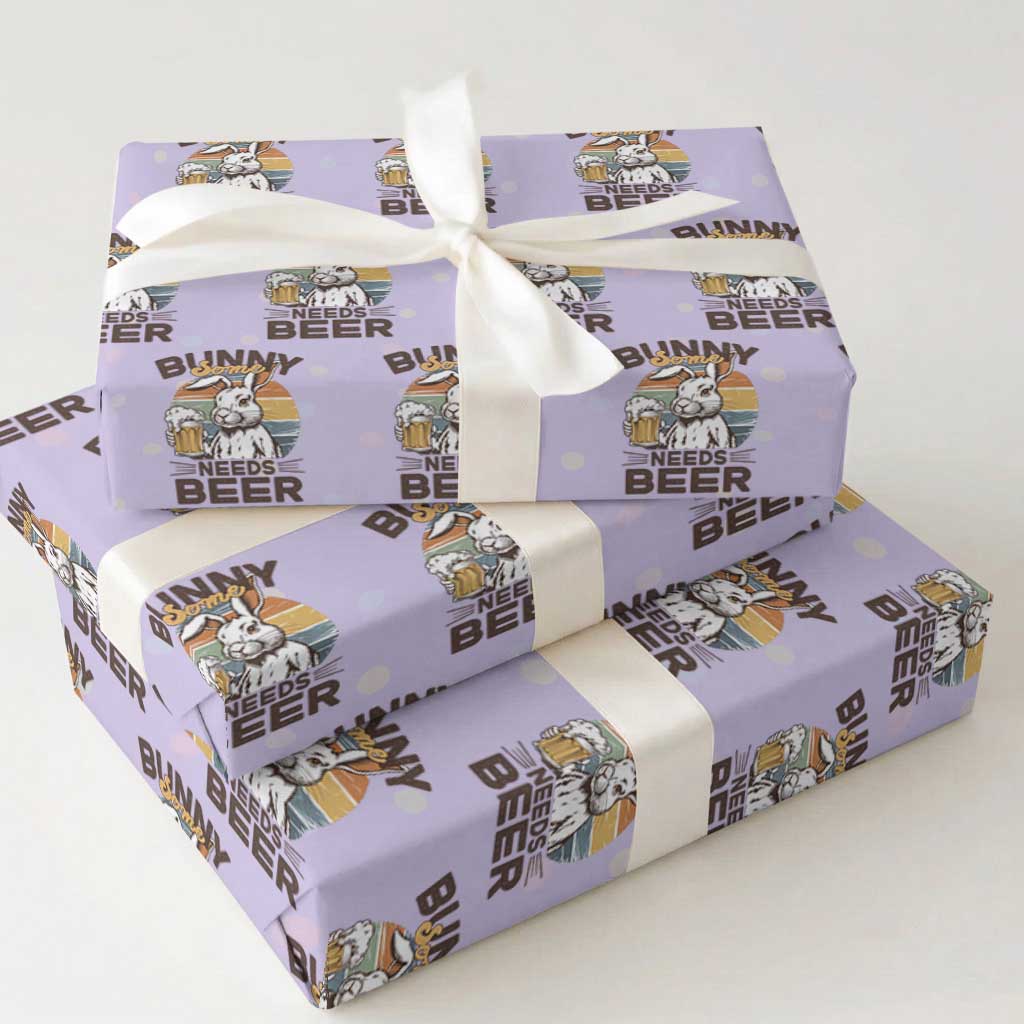 Some Bunny Needs Beer Funny Easter Drinking Humor Wrapping Paper Roll Retro Rabbit Beer Lover Gift TS02 Violet Print Your Wear