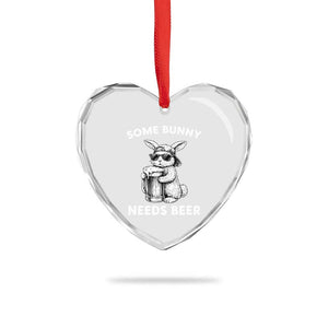 Some Bunny Needs Beer Funny Easter Drinking Humor Heart Crystal Glass Ornament Cool Rabbit with Sunglasses Graphic Gift TS02 Print Your Wear