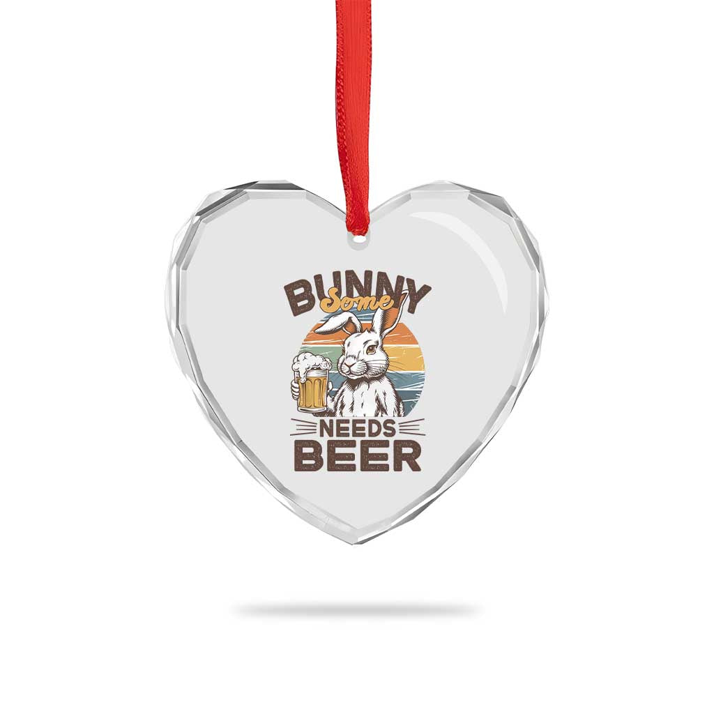 Some Bunny Needs Beer Funny Easter Drinking Humor Heart Crystal Glass Ornament Retro Rabbit Beer Lover Gift TS02 Print Your Wear
