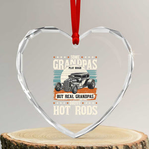 Some Grandpas Play Bingo Real Grandpas Drive Hotrods Heart Crystal Glass Ornament 1932 American Classic Hotrod
