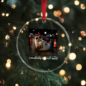 Somebody's Feral Aunt Crystal Glass Ornament Funny Neil The Seal Meme