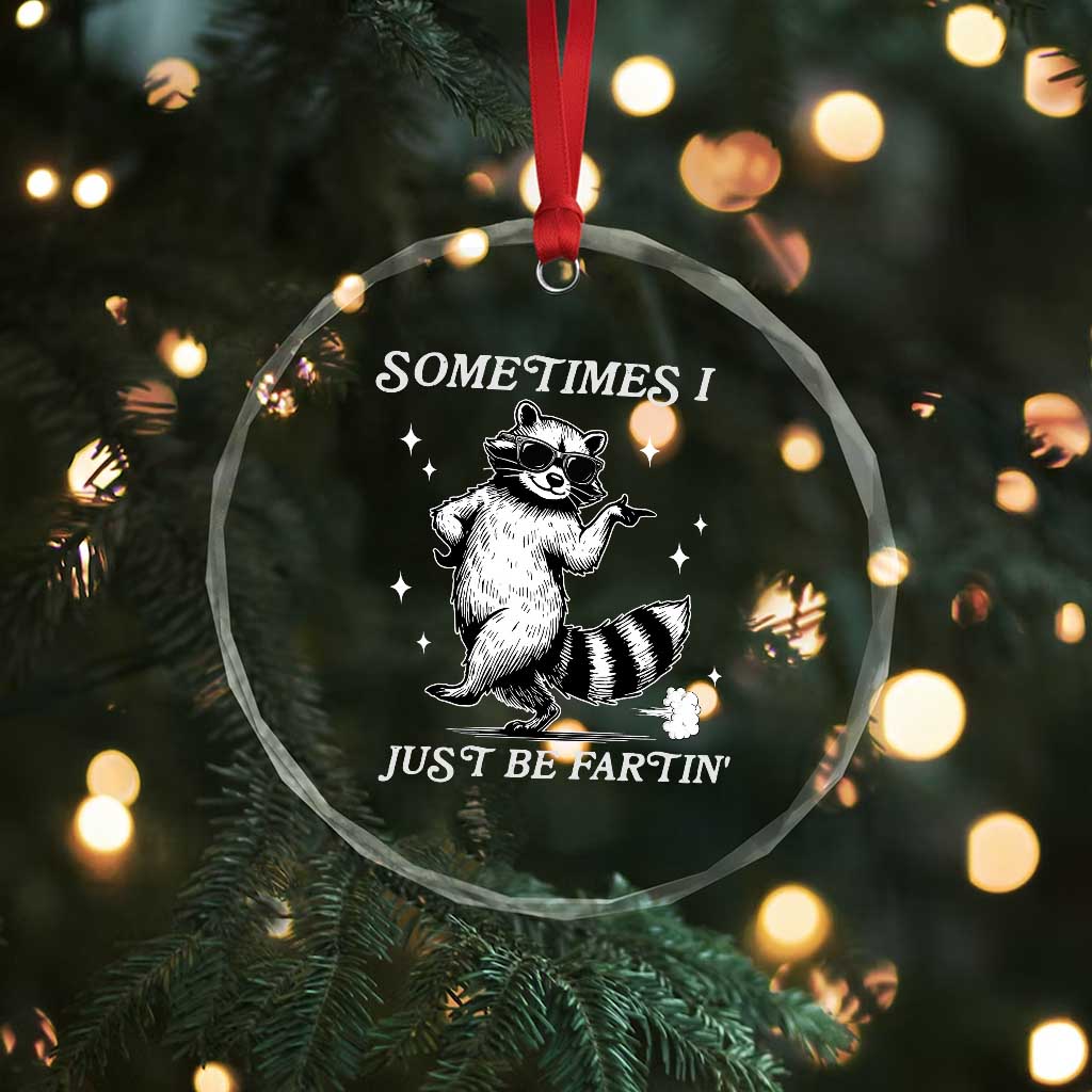 Sometimes I Just Be Fartin Crystal Glass Ornament Funny Raccoon Meme TS14 Print Your Wear