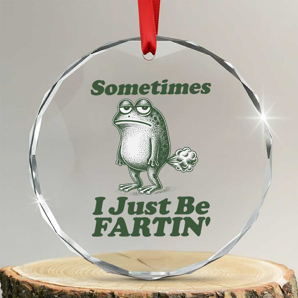 Sometimes I Just Be Fartin Funny Frog Crystal Glass Ornament TS11 Transparent Glass 3'' Circle Print Your Wear