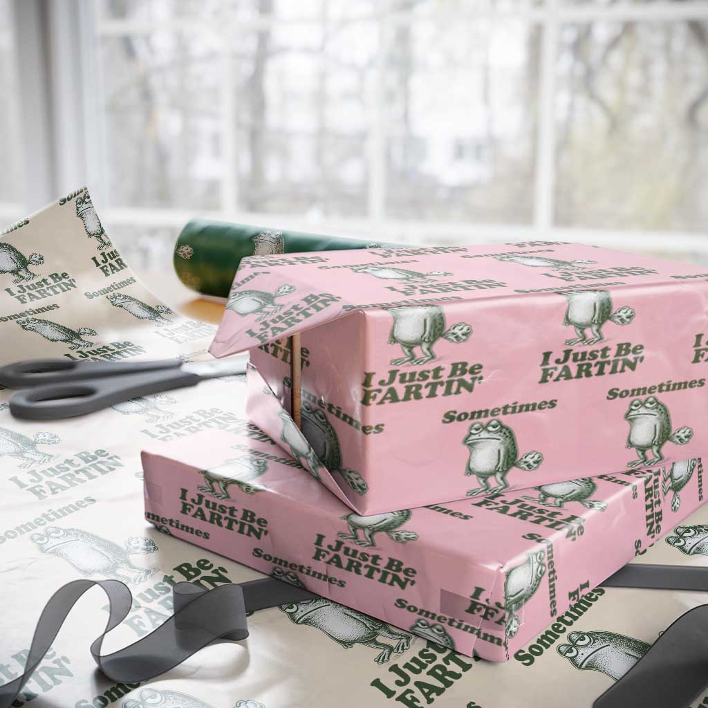 Sometimes I Just Be Fartin Funny Frog Wrapping Paper Roll TS11 Light Pink Print Your Wear
