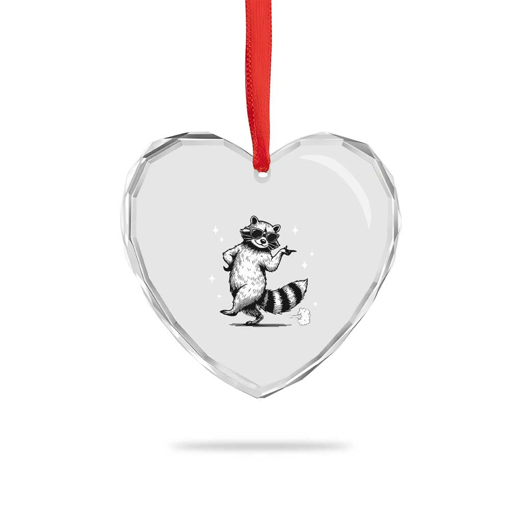 Sometimes I Just Be Fartin Heart Crystal Glass Ornament Funny Raccoon Meme TS14 Print Your Wear