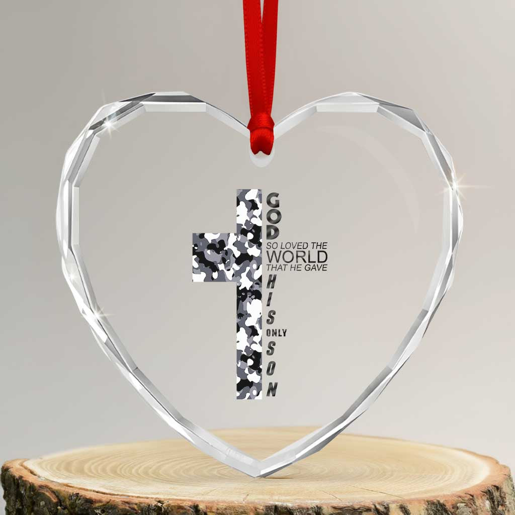 Son Of God Jesus Heart Crystal Glass Ornament Camo Christ Cross Christian 9 John 3 16 TS10 Transparent Glass 3'' Heart Print Your Wear