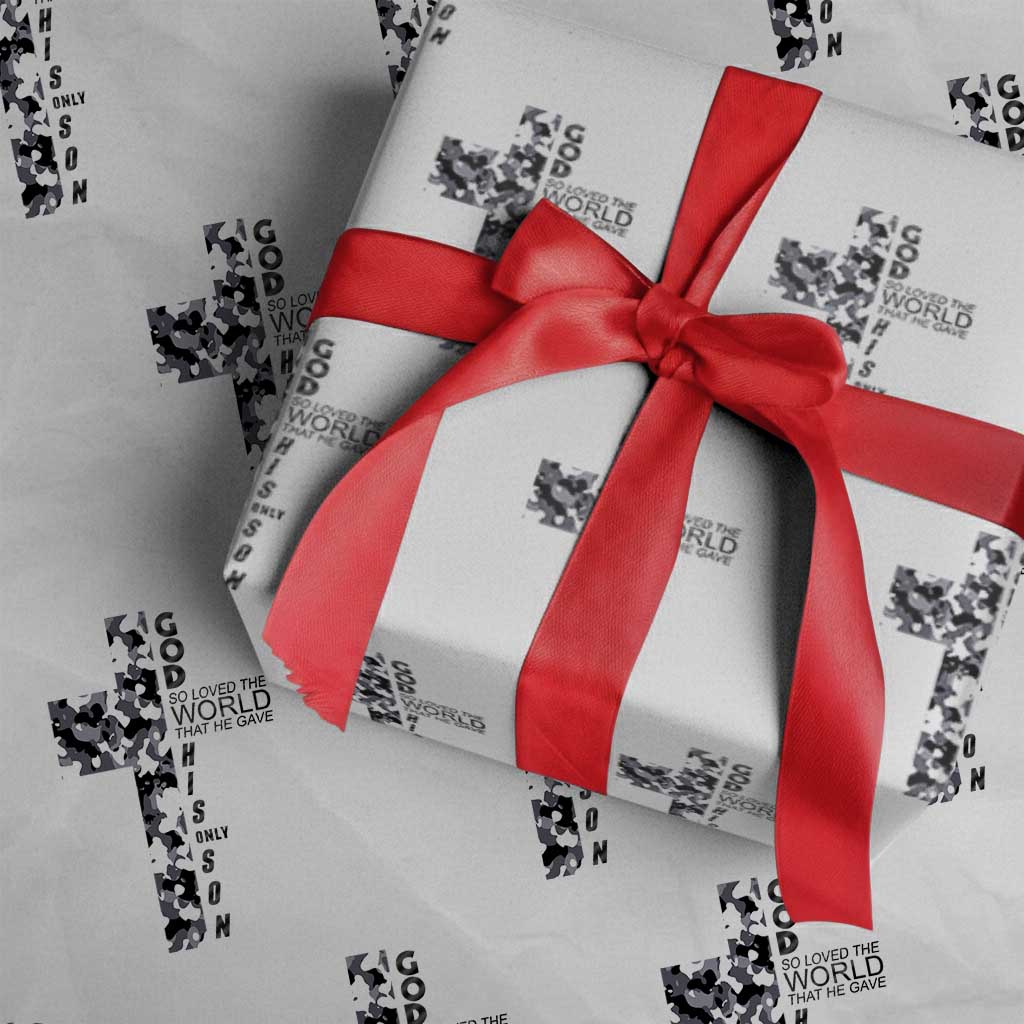 Son Of God Jesus Wrapping Paper Roll Camo Christ Cross Christian 9 John 3 16 TS10 White Print Your Wear