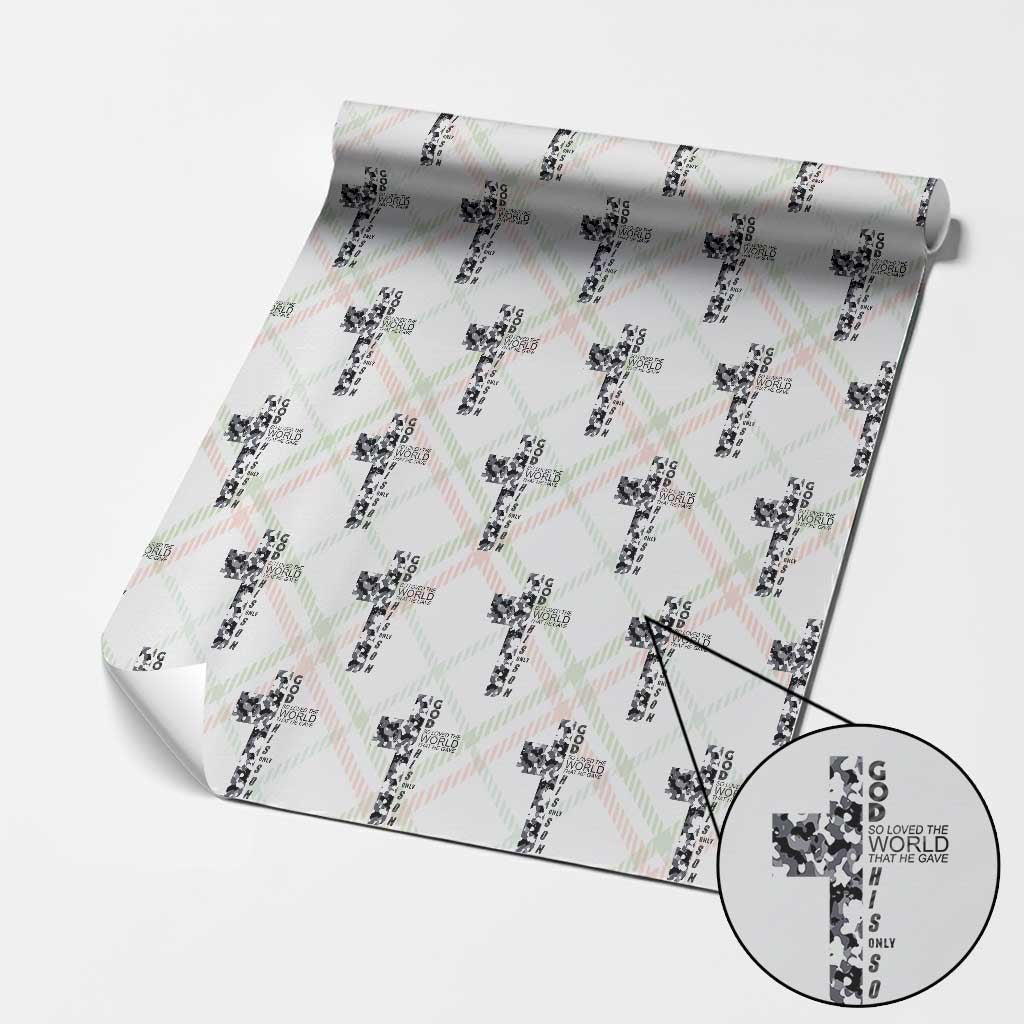 Son Of God Jesus Wrapping Paper Roll Camo Christ Cross Christian 9 John 3 16 TS10 Christmas Plaid Print Your Wear