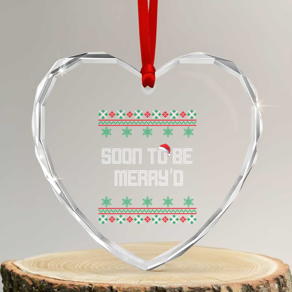 Soon To Be Merry'd Christmas Heart Crystal Glass Ornament Engaged Couple Matching TS10 Transparent Glass 3'' Heart Print Your Wear