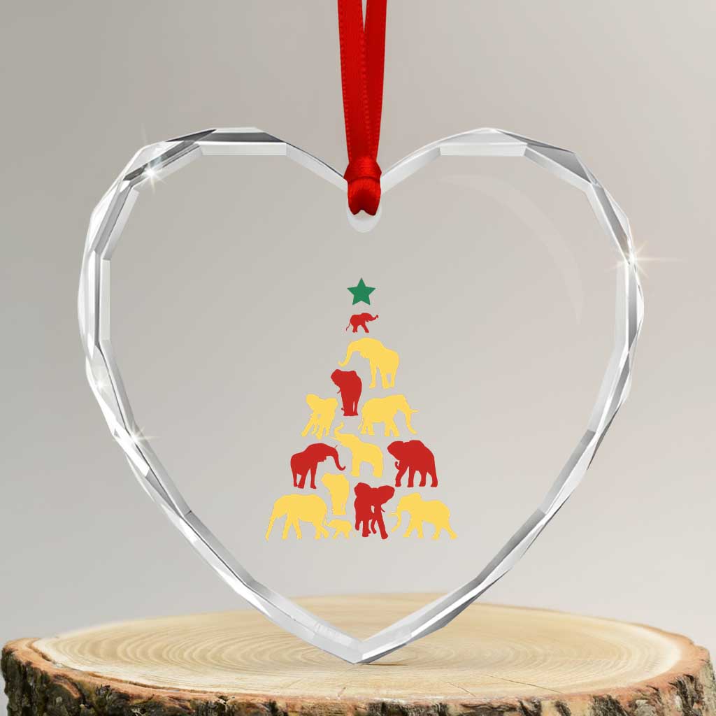 South Africa Elephant Xmas Tree Heart Crystal Glass Ornament Safari Animals Xmas TS02 Transparent Glass 3'' Heart Print Your Wear