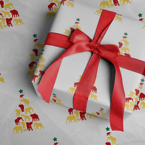 South Africa Elephant Xmas Tree Wrapping Paper Roll Safari Animals TS02 White Print Your Wear